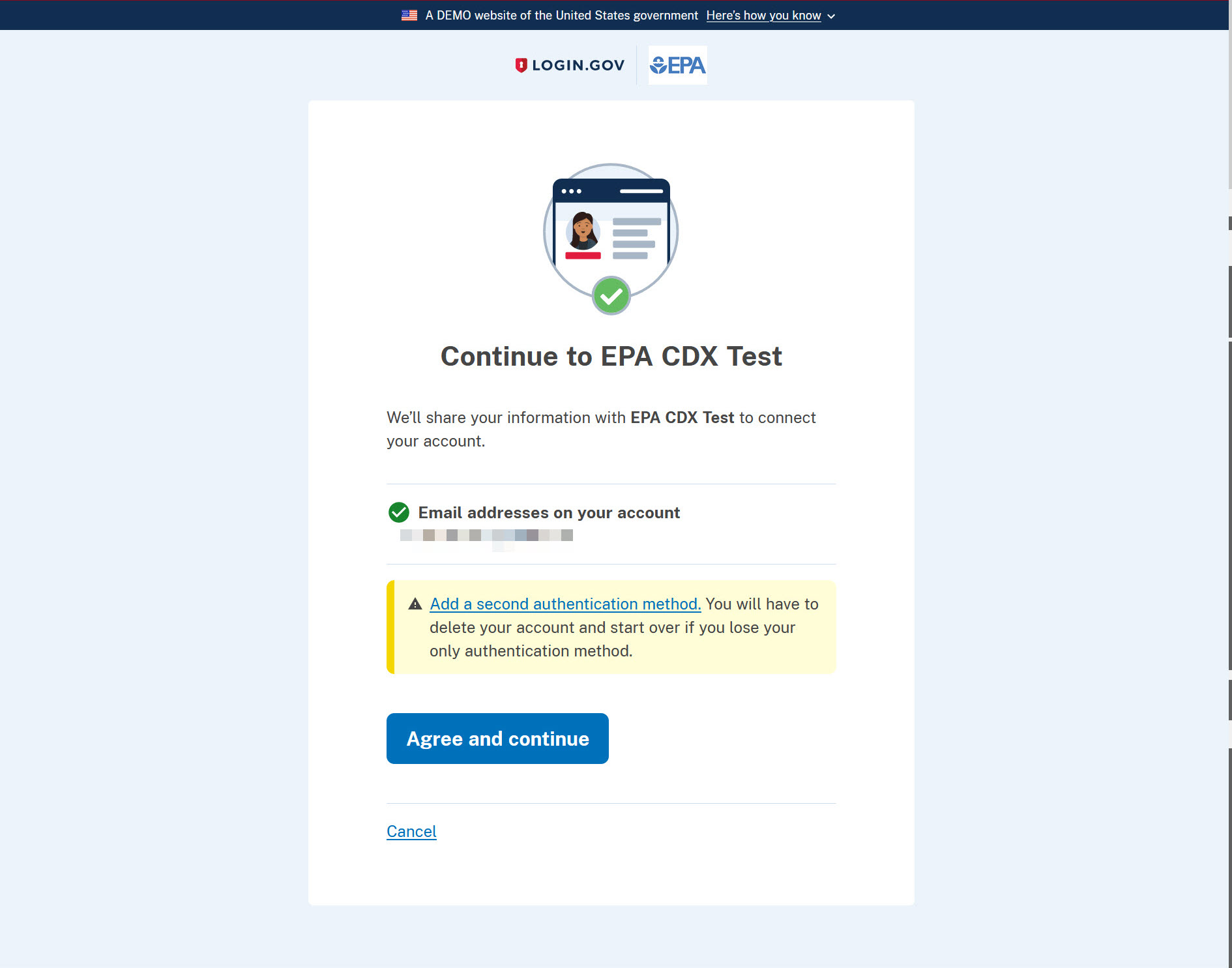 Login.gov - agree and continue